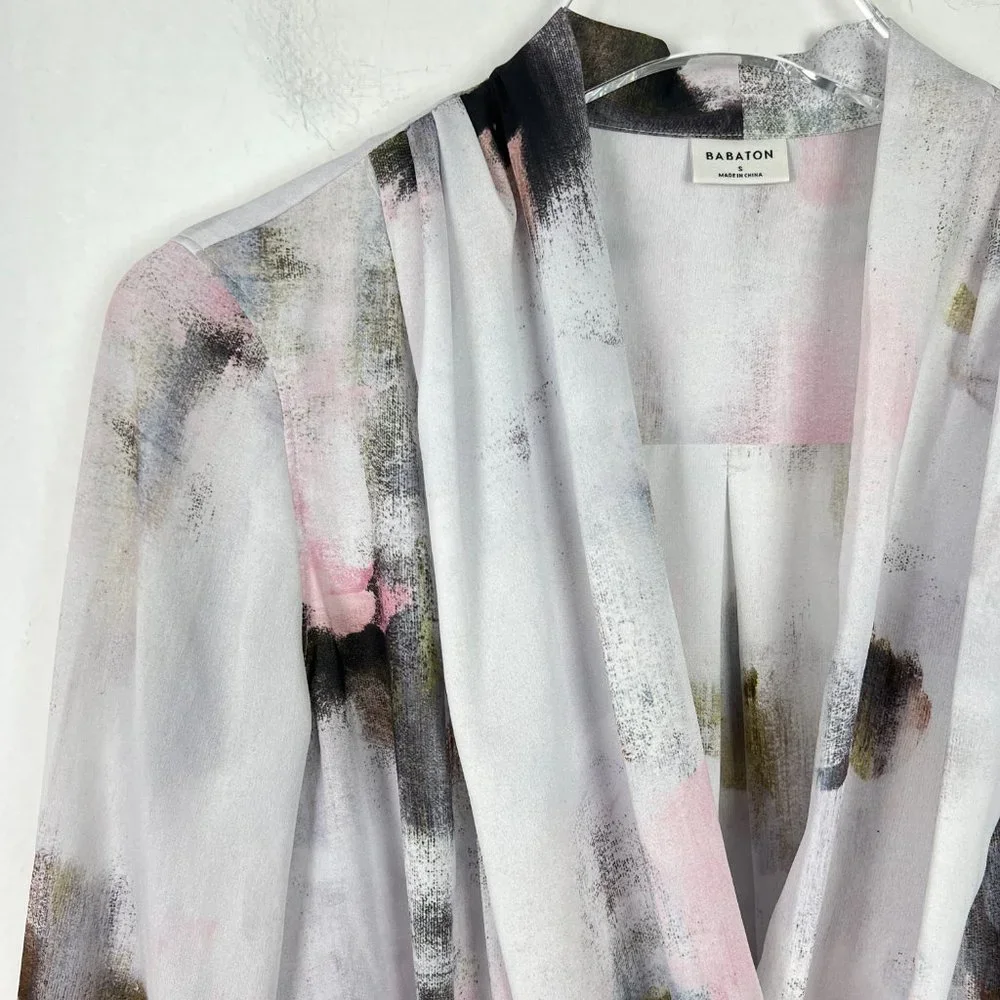 Aritzia Babaton Ambrose Bodysuit Frost Pink Dream Wrap-front Size Small S I1396 - Picture 2 of 14
